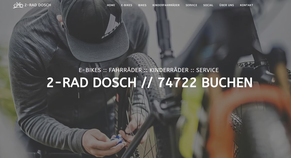 Website von 2-Rad Dosch mit dem Fahrradbestand aus dem Kassensystem