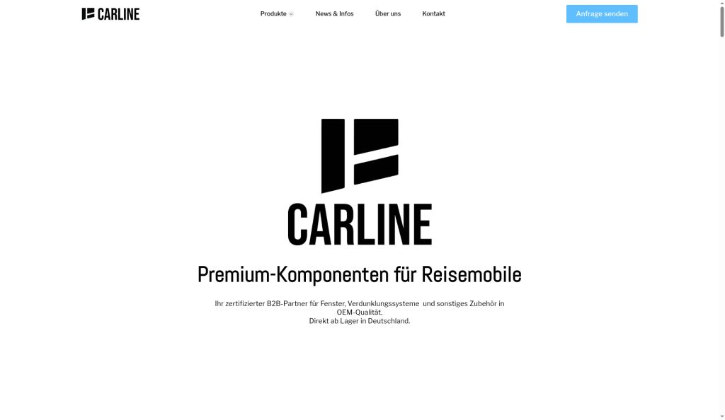 Startseite der Website der Carline GmbH aus Buchen, Zubehör für Campingmobile