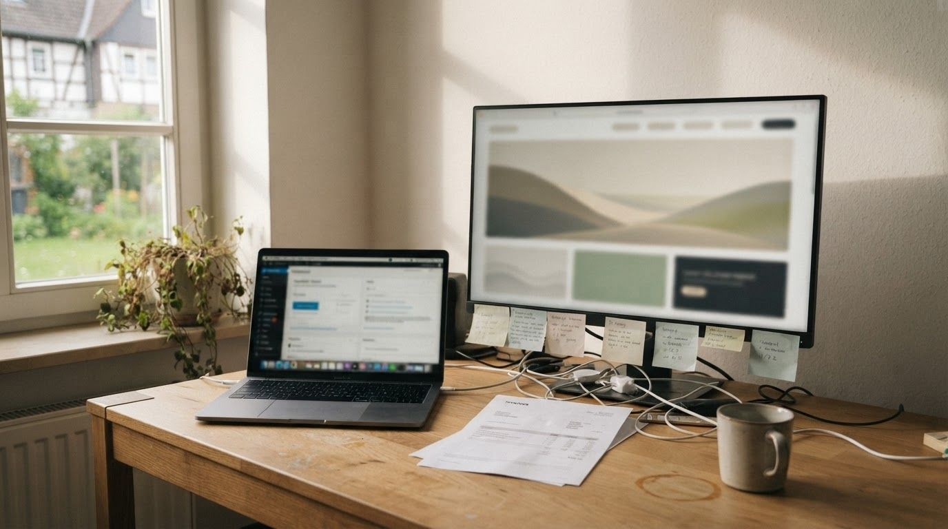 Website-Entwurf auf dem Monitor am Arbeitsplatz in Buchen